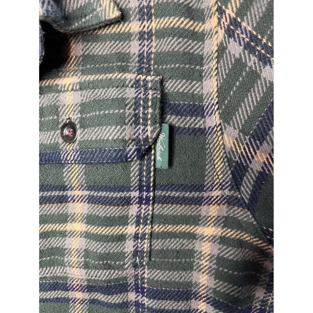 Woolrich Plaid Flannel Button Up Shirt Men's XXL Green Blue Beige - Picture 4 of 6